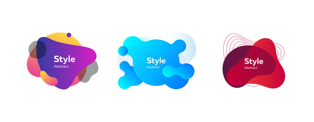 Set of abstract modern violet, blue, red graphic elements. Dynamical colored forms and lines. Gradient abstract banners with flowing liquid shapes. Template for logo, flyer, presentation