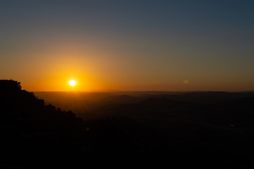 Wonderful Silhouette Sunset over the Sicilian Hills, Mazzarino, Caltanissetta, Sicily, Italy, Europe