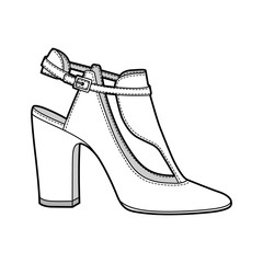 Shoes fashion flat sketch template