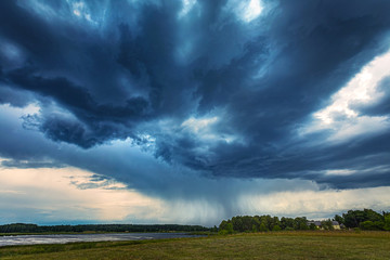 Fototapeta na wymiar Severe storm clouds with micro burst rain