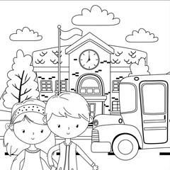 Naklejka premium Teenager boy and girl cartoon design