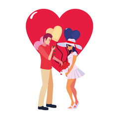 couple love balloon hearts romantic