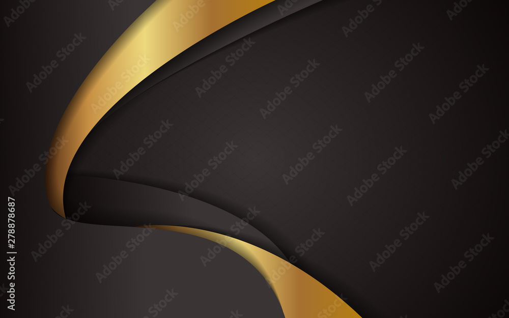 Poster abstract golden stripe and black waves texture background. luxury vector design template for use cor