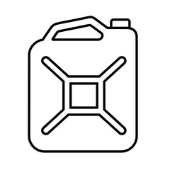 Fuel jerrycan icon  in outline style. Canister for gasoline. Car oil vector isolated sign. 
