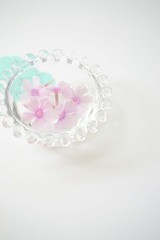 ガラスの器に浮かべたフロックスの花