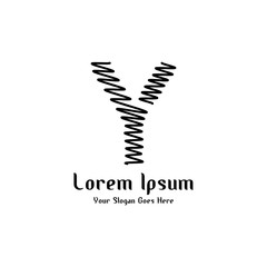 Obraz premium Design of alphabet letter Y with wavy lines stripe as a logo for a company or business
