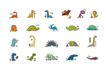 Funny dinosaurs collection, childish style for your design