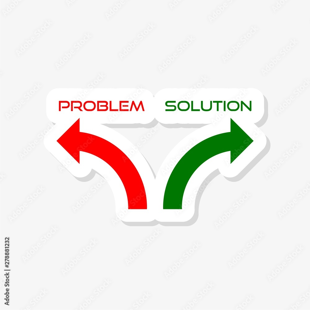 Poster Problem Solution sticker isolated on white background. Solution icon simple sign
