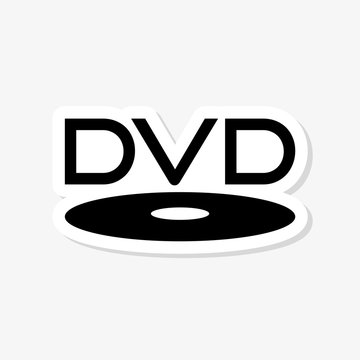DVD sticker isolated on white background. DVD Player icon simple sign