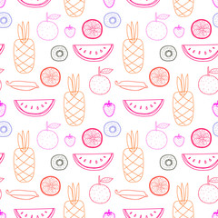 Seamless pattern with fruit background. Vector illustrations for gift wrap design.