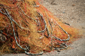 mooring ropes and fishing nets