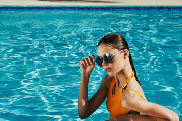 young woman in swimming pool