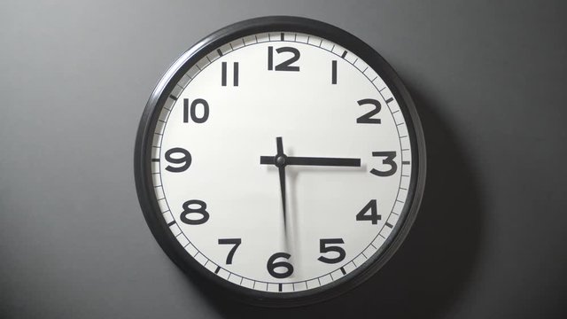Clock Face Close Up in Time Lapse on Wall in Office