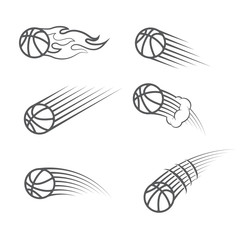 Black basketball symbols with brush isolated on white background