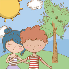 Teenager boy and girl cartoon design