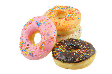 donuts with chocolate frosted isolated on white background