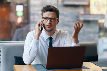 businessman working on his laptop in office