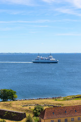 Fototapeta premium Passenger ferry for sailing along the route between port Helsingor and Helsinborg, Helingor, Denmark