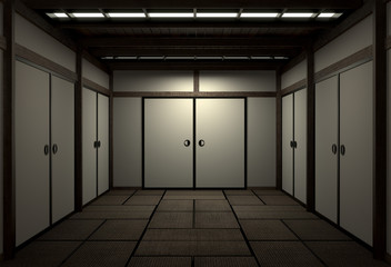 original room japanese style, Showa era , Design with the best Japanese room designers.3D rendering
