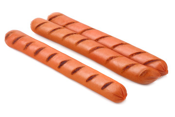 grilled sausages isolated on a white background