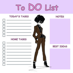 To do list with fashion woman in style sketch.