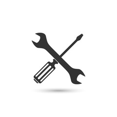 screwdriver and wrench vector icon,