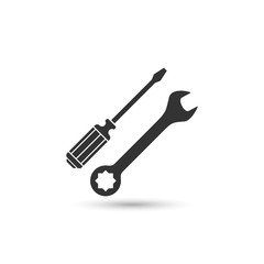 screwdriver and wrench vector icon,