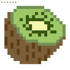 Fototapeta premium Minimalistic pixel graphic symbol of kiwi. Art vector object isolated. Game 8 bit style.