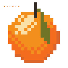 Obraz premium Minimalistic pixel graphic symbol of Orange Citrus. Art vector object isolated. Game 8 bit style.
