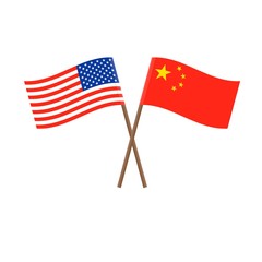 Flag of China crossed with and Flag of United states