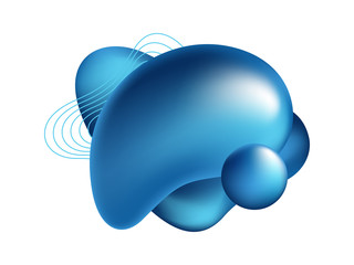 Blue irregular abstract graphic element. Dynamical colored form and line. Abstract banner with irregular shapes. Template for logo, flyer, presentation design. Vector illustration