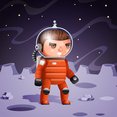 Space planet cosmonaut poster cartoon moon background design vector illustration