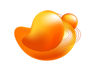 Orange abstract graphic elements on white background. Dynamical colored form and line. Abstract banner with flowing liquid shapes. Template for logo, flyer, presentation design. Vector illustration