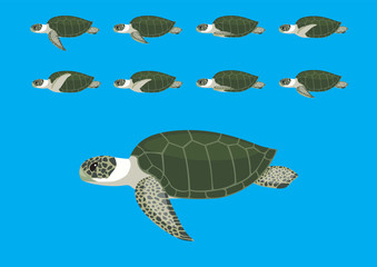 Sea Turtle Animation Swimming Cartoon Vector Illustration-01