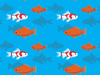 Naklejka na ściany i meble Common Goldfish Cartoon Background Seamless Wallpaper