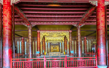 The main hall Forbidden City palace in Hue, Vietnam.