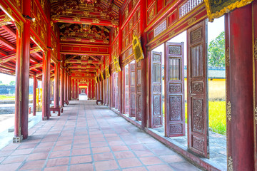 Amazing wooden hallway in the imperial Forbidden Citadel. The place that leads to the palaces of...