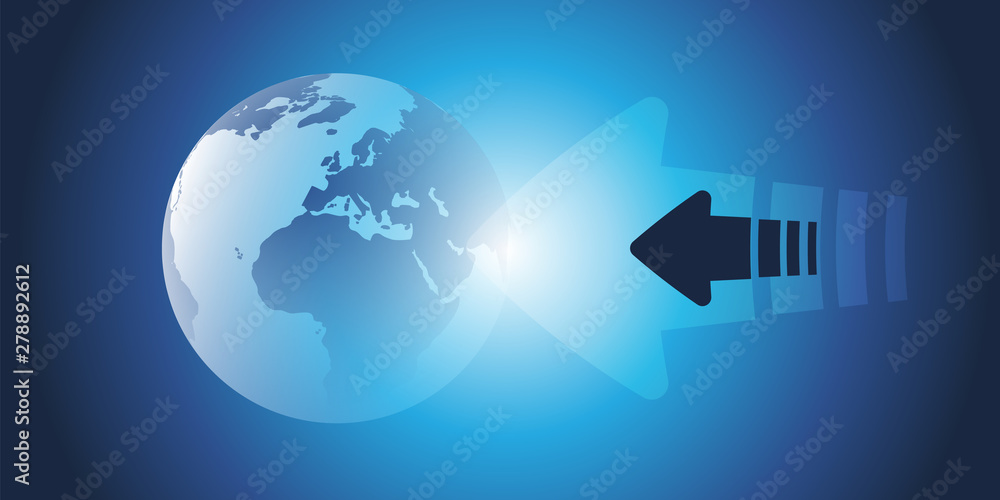 Poster global networks, business and trading design concept with arrows and earth globe - vector template f