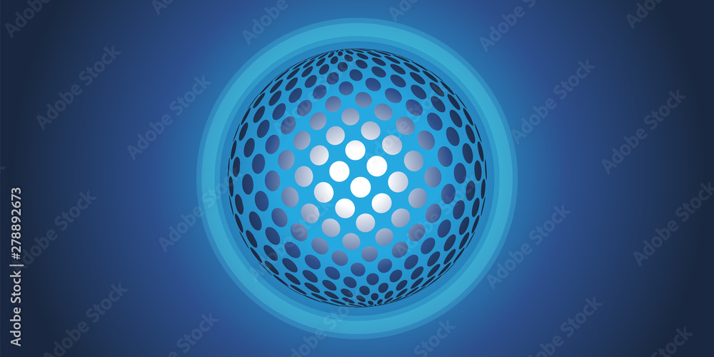 Poster abstract blue spotted three dimensional globe design - vector layout