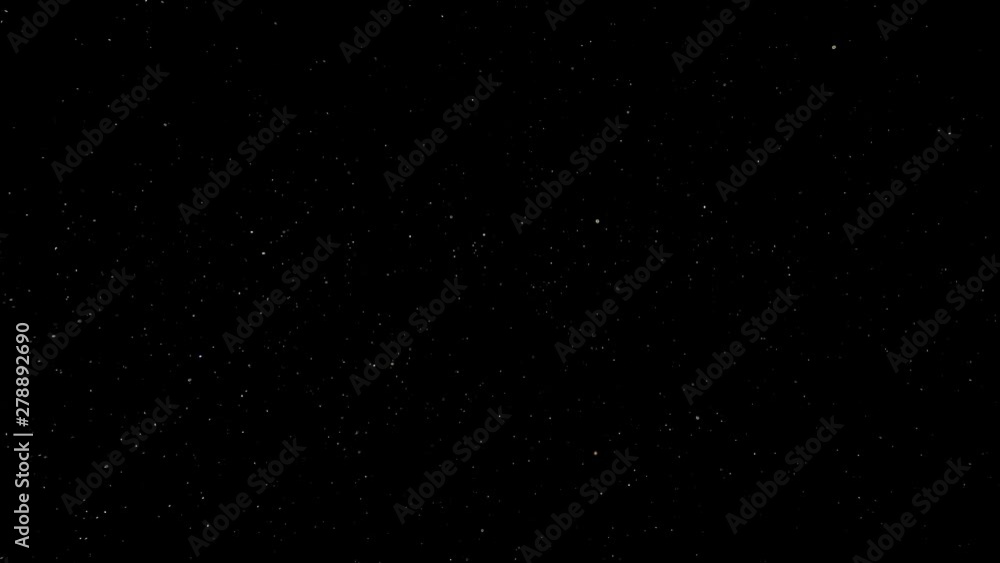 Sticker natural organic dust particles floating on black background. dynamic dust particles randomly float i