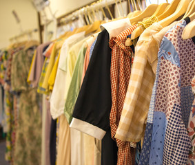 Clothes on display in store