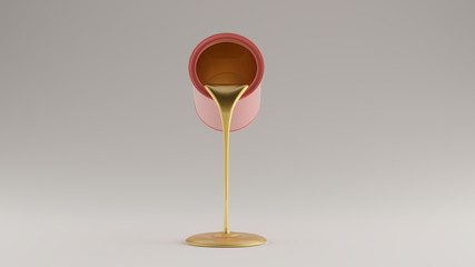 Gold Paint Pouring Out of a Pint  Paint Tin 3d illustration 3d render