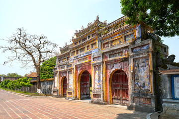 Obraz premium Colorful imperial city gate. This is lead into the forbidden city where the feudal king work Imperial Royal was in the 19th century in Hue, Vietnam