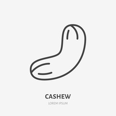 Cashew flat line icon. Vector thin sign of nut, healthy food outline illustration