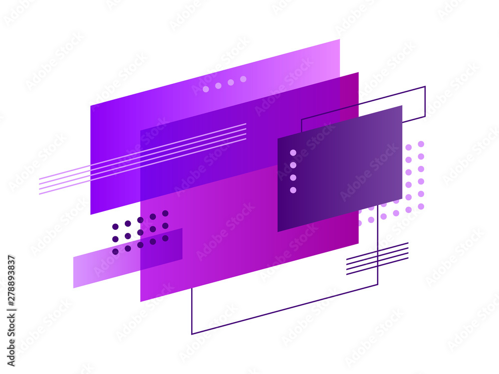 Aufkleber purple abstract graphic elements. dynamical colored form and line. abstract geometric banner with sq