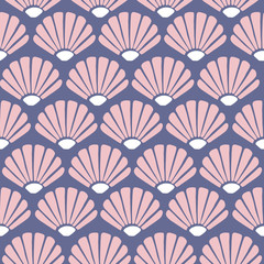 Pink seashells in a seamless pattern design