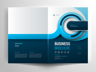 Blue business brochure, flyer, booklet cover, layout design template. A4 size vector illustration.