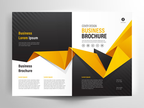 Yellow business brochure, flyer, booklet cover,  layout design template . A4 size vector illustration.