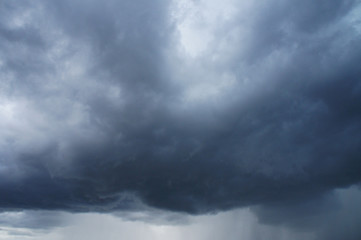 White and blue contrasting blue clouds in the sky.
