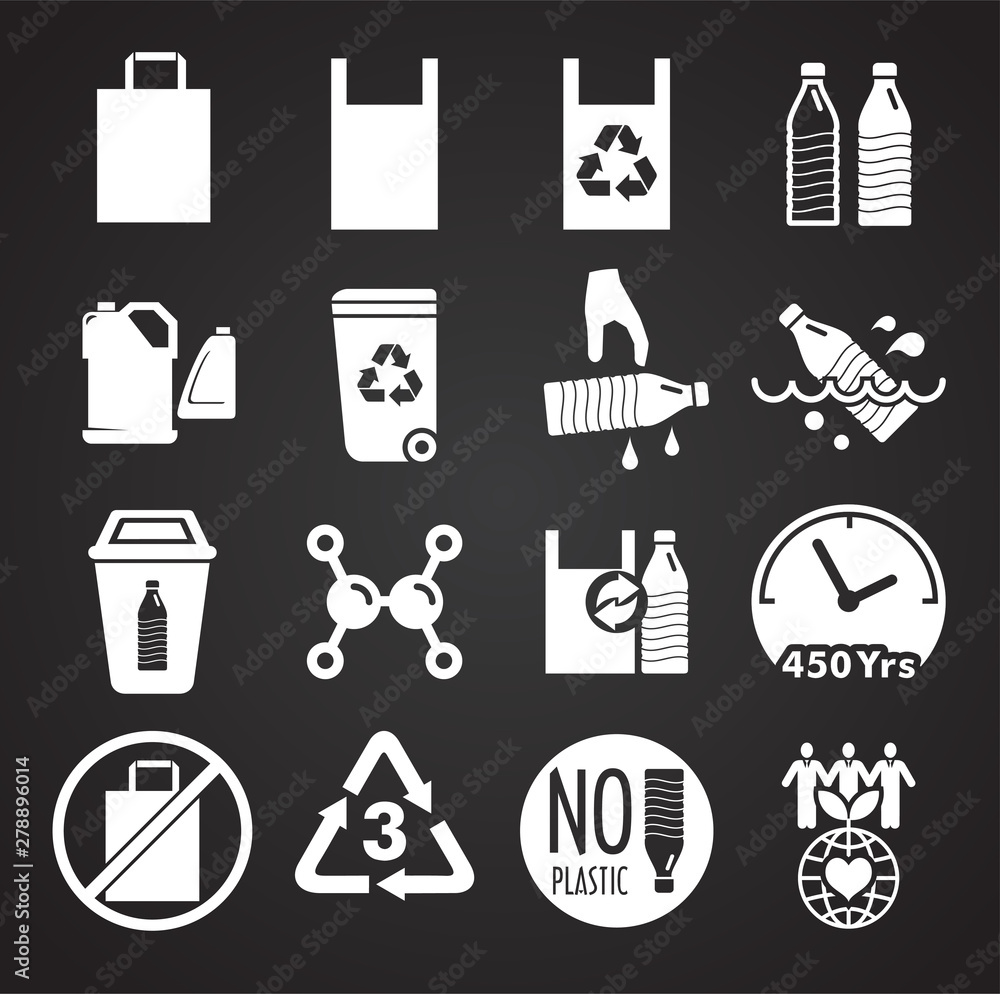 Poster plastic related icons set on background for graphic and web design. simple illustration. internet co